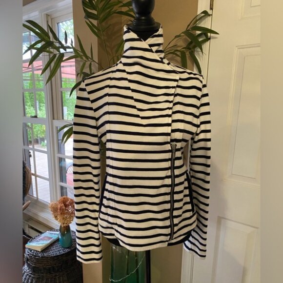 Gap Navy & White Striped Moto Jacket Size Small. - Picture 6 of 12